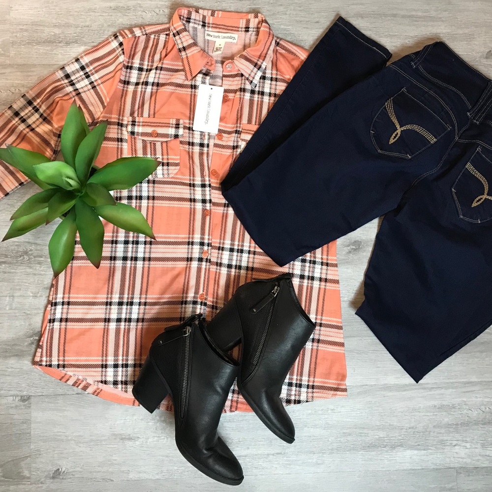 NWT- Orange Plaid